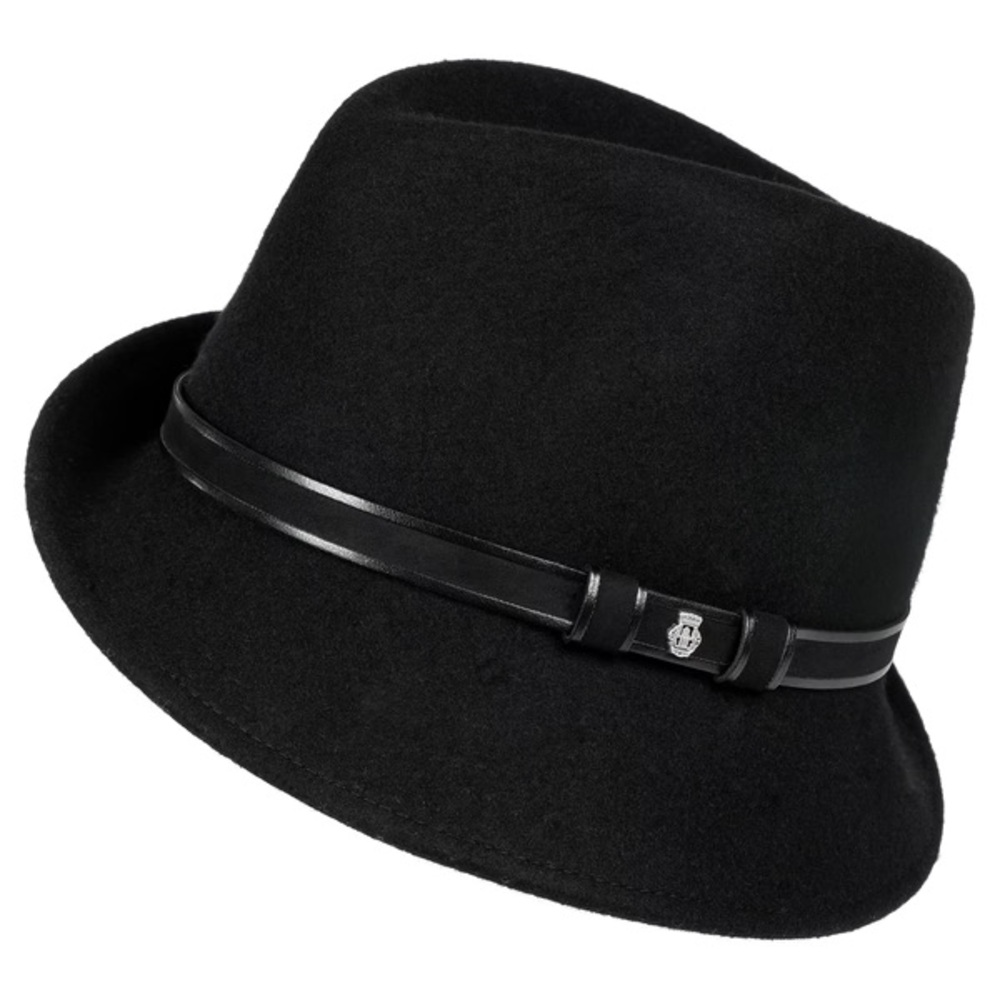 Roeckl womens Madeleine wool felted hat Black with white stitching OS NWT